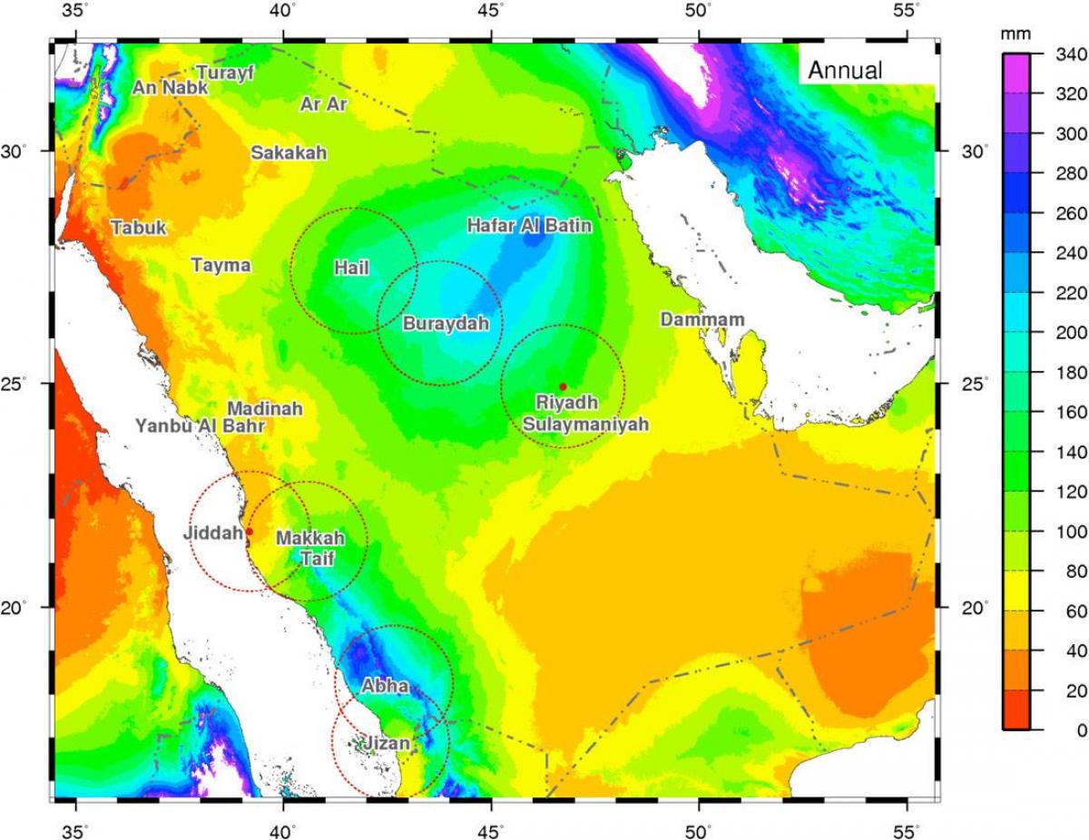 地図サウジアラビアの気候