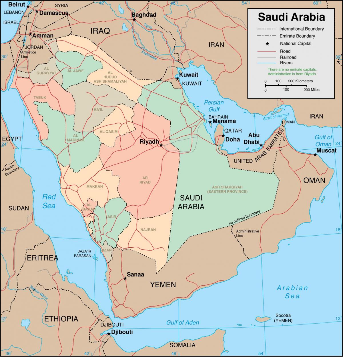 サウジアラビア地域での地図