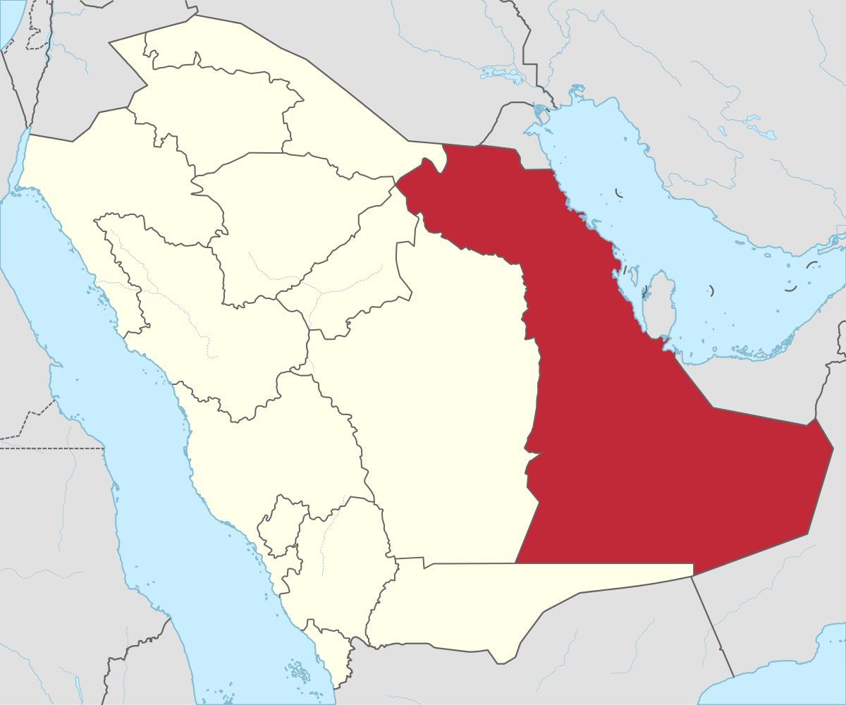 地図のサウジアラビア東部州