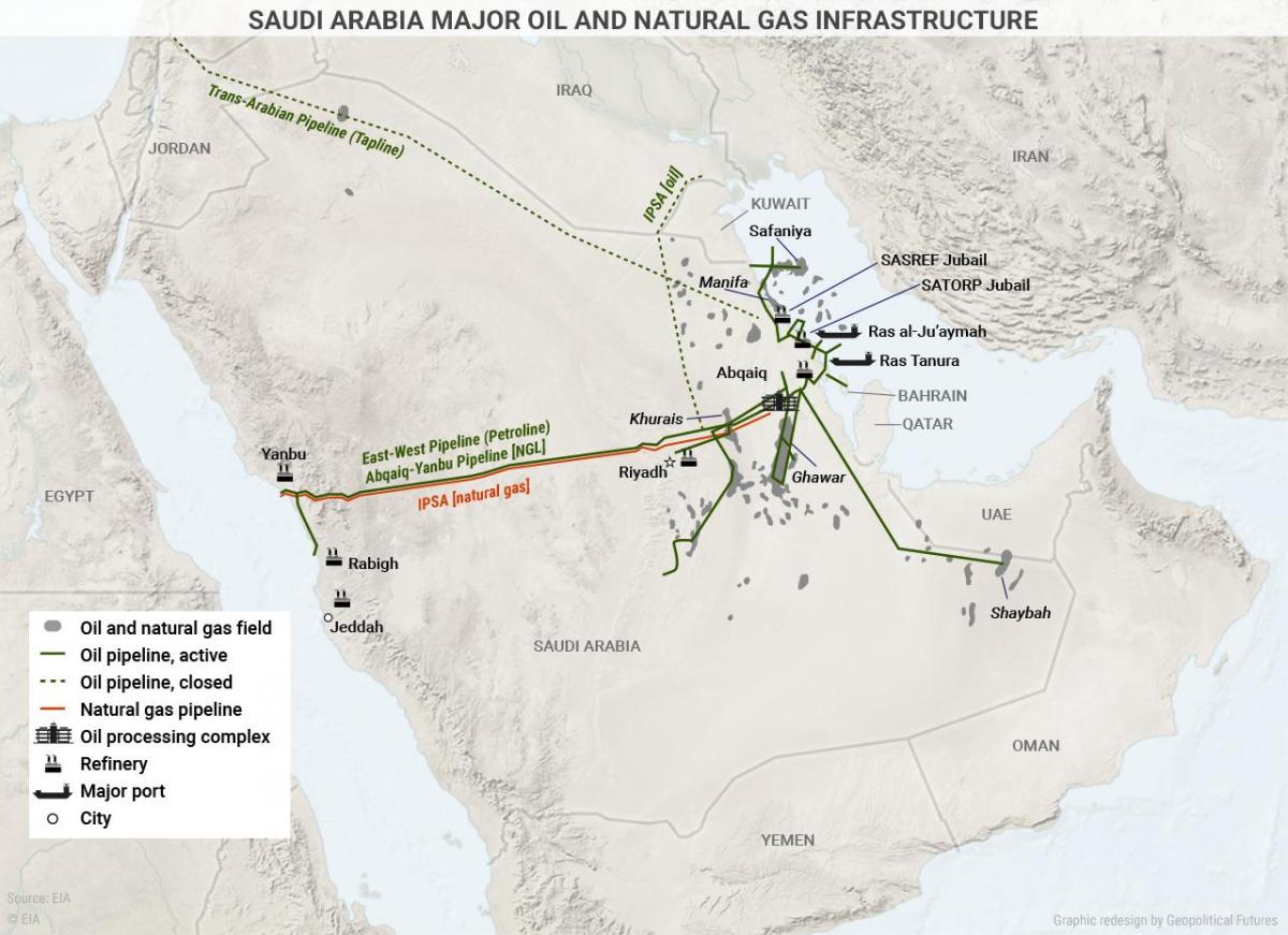 サウジアラビア石油の地図