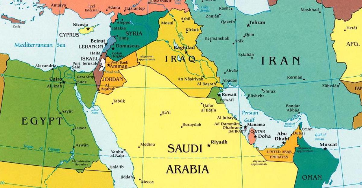 地図サウジアラビア周辺国