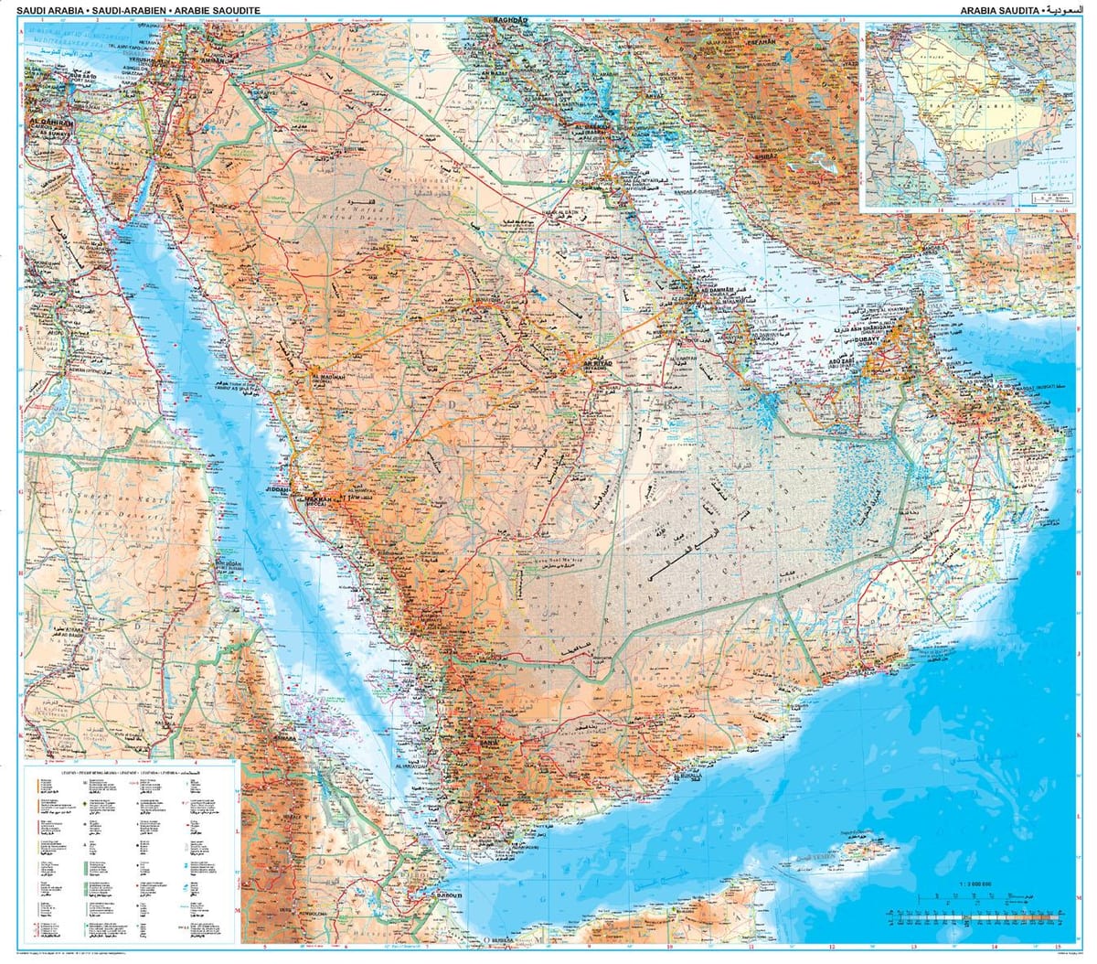 地図サウジアラビアの地形