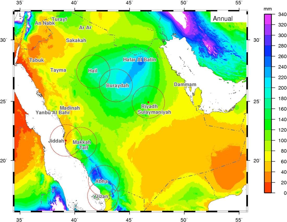 地図サウジアラビアの気候