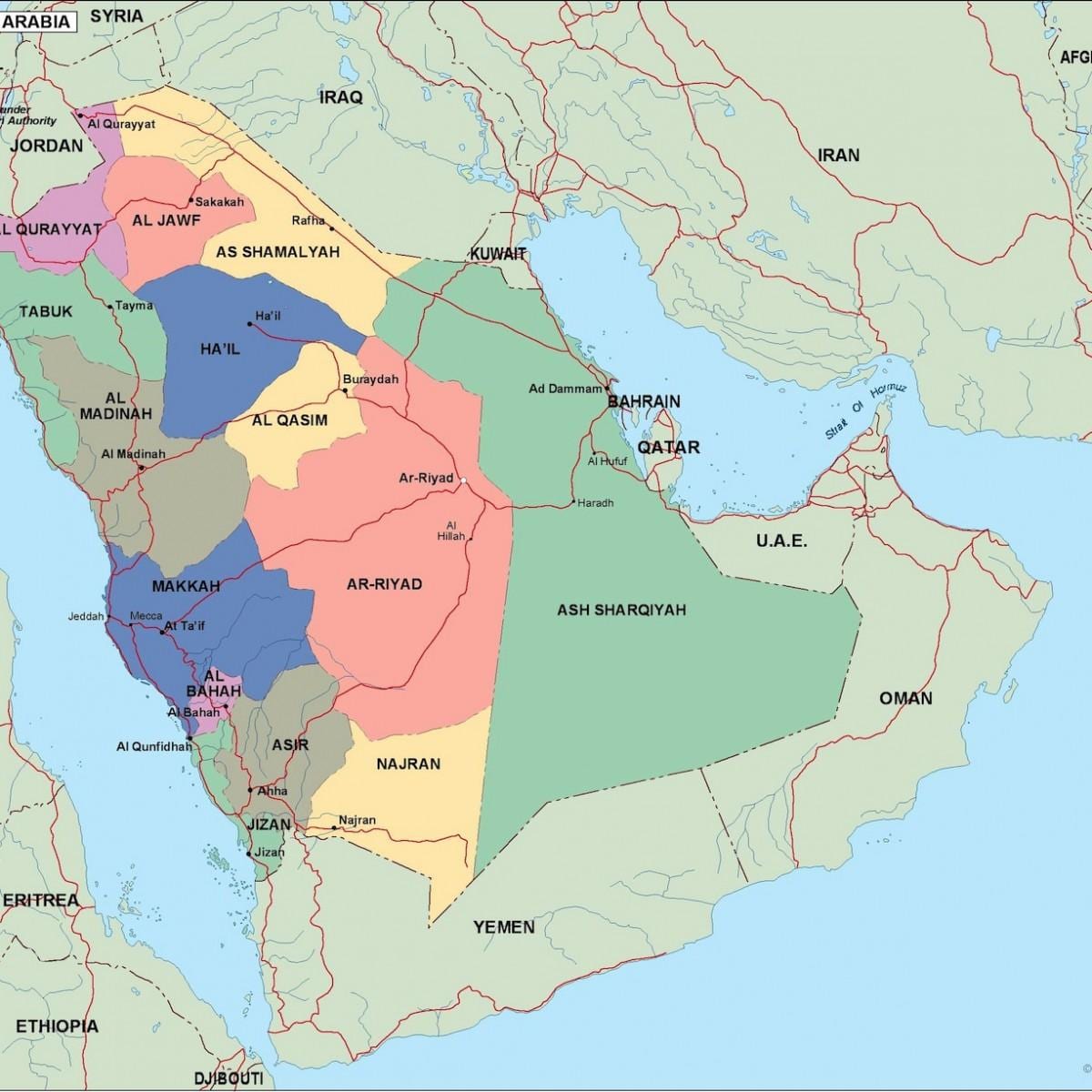 地図サウジアラビアの都市