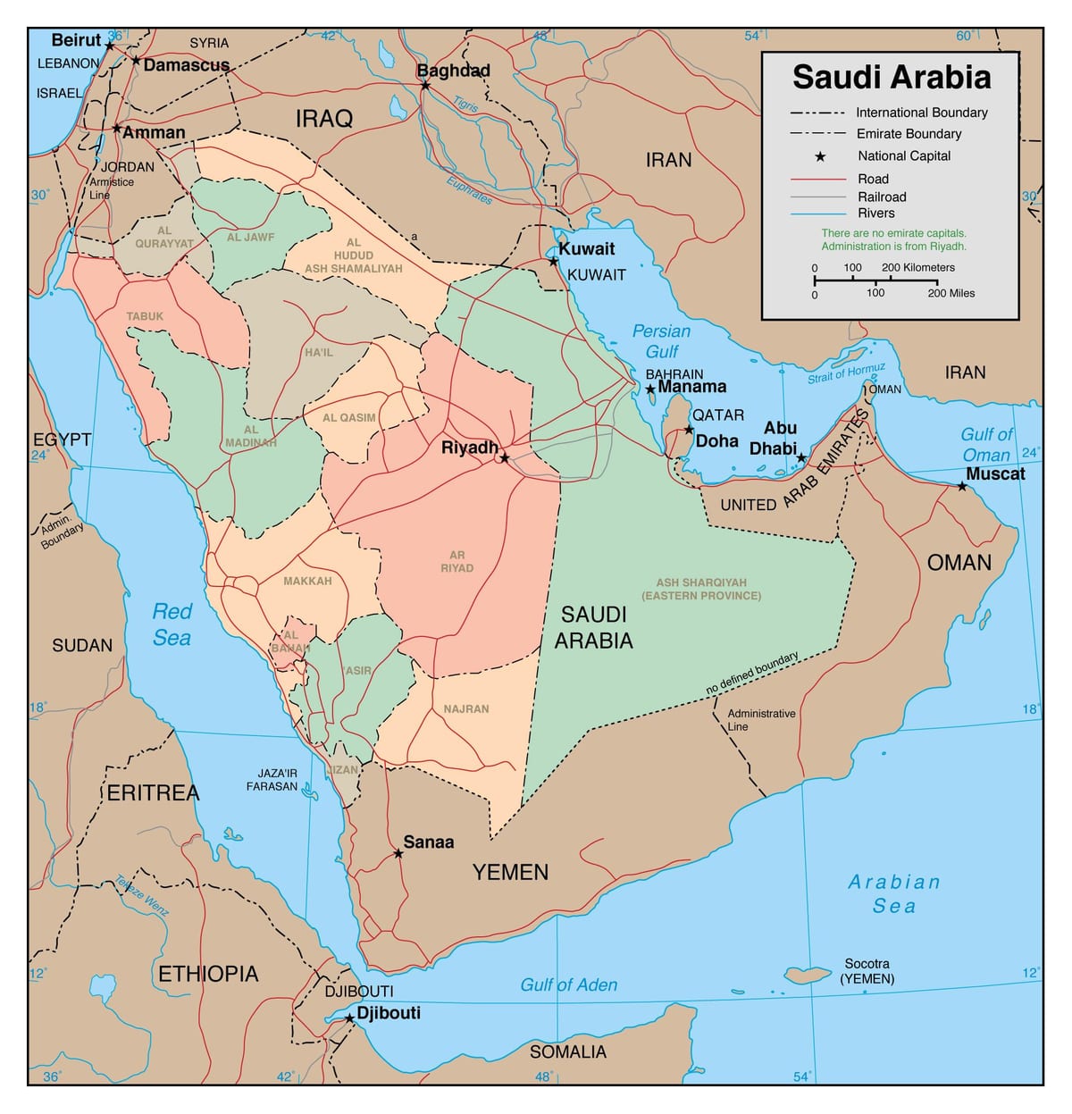 地図サウジアラビア州