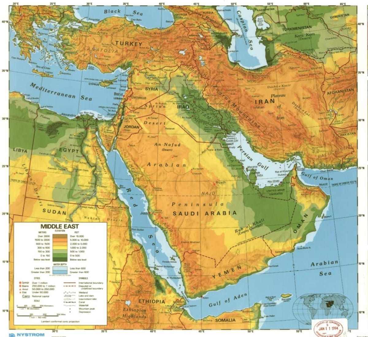 地図サウジアラビア砂漠