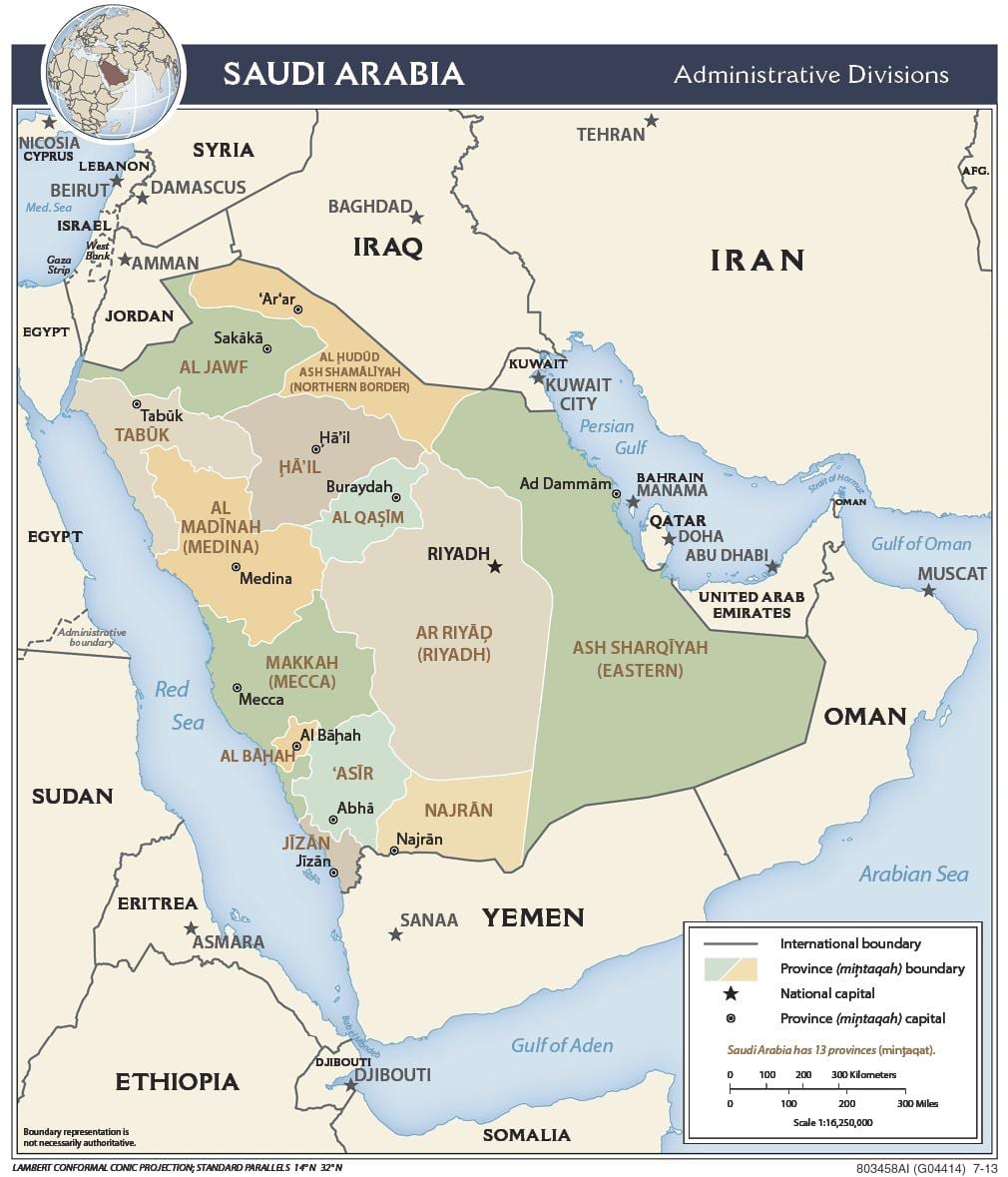 qassimサウジアラビアの地図