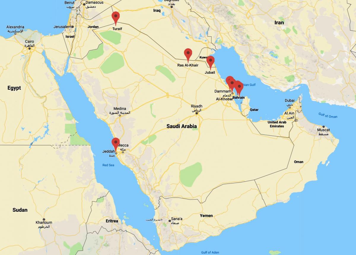 地図サウジアラビアアルコバール