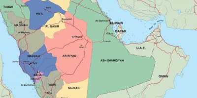 地図サウジアラビアの都市