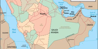 サウジアラビア地域での地図