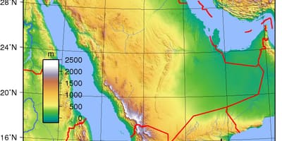 地図サウジアラビアの標高