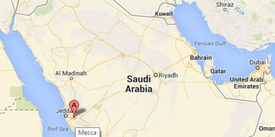 地図のメッカにはサウジアラビア